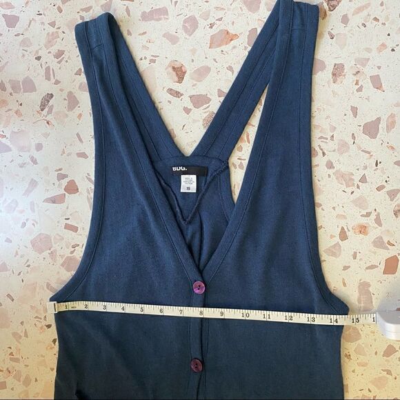 B.P Nordstrom blue wool blend button up sleeveless vest - Picture 3 of 8